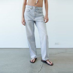 NWT New Zara High Rise Full Length Button Fly Straight Jeans Size 8